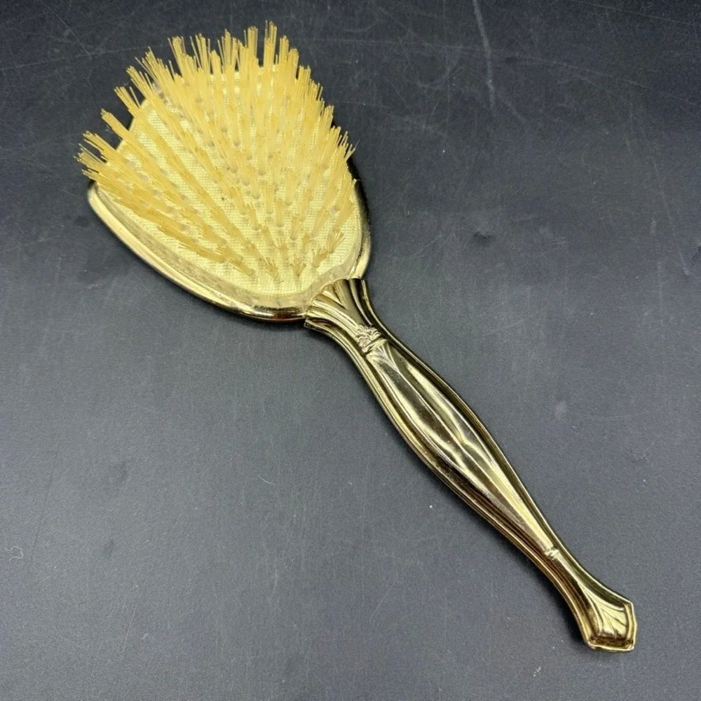 Vintage MCM Hair Brush Women OS Floral Gold Tone Vanity Coquette Vintage